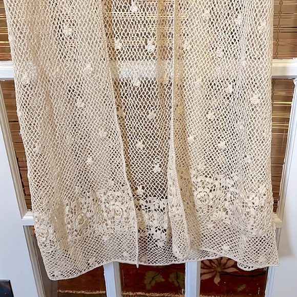 Vintage April Cornell  NWOT small cream crochet long cardigan sweater - Picture 7 of 7
